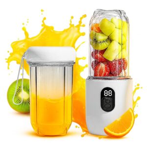 blender mixer grinder 230w | 6 blade | 1800mah battery type c charging & battery indicator | portable smoothie maker, juicer, protein shakes, chutneys, baby food 500ml jar, (white)